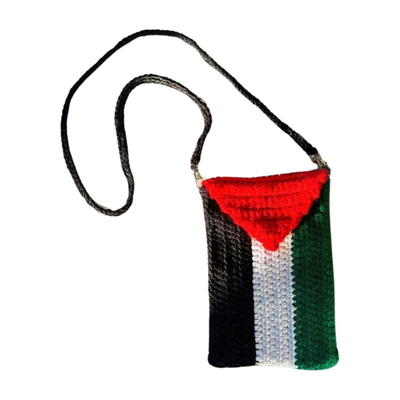unique crochet palestine flag shoulder bag