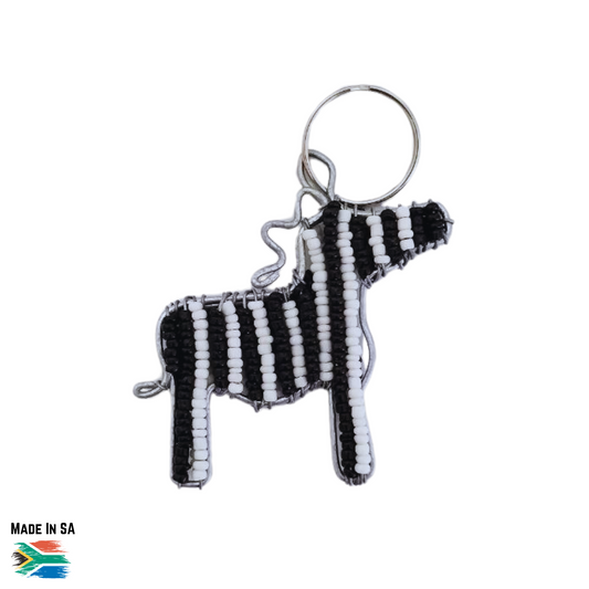 Zebra wire beaded keyring handmade