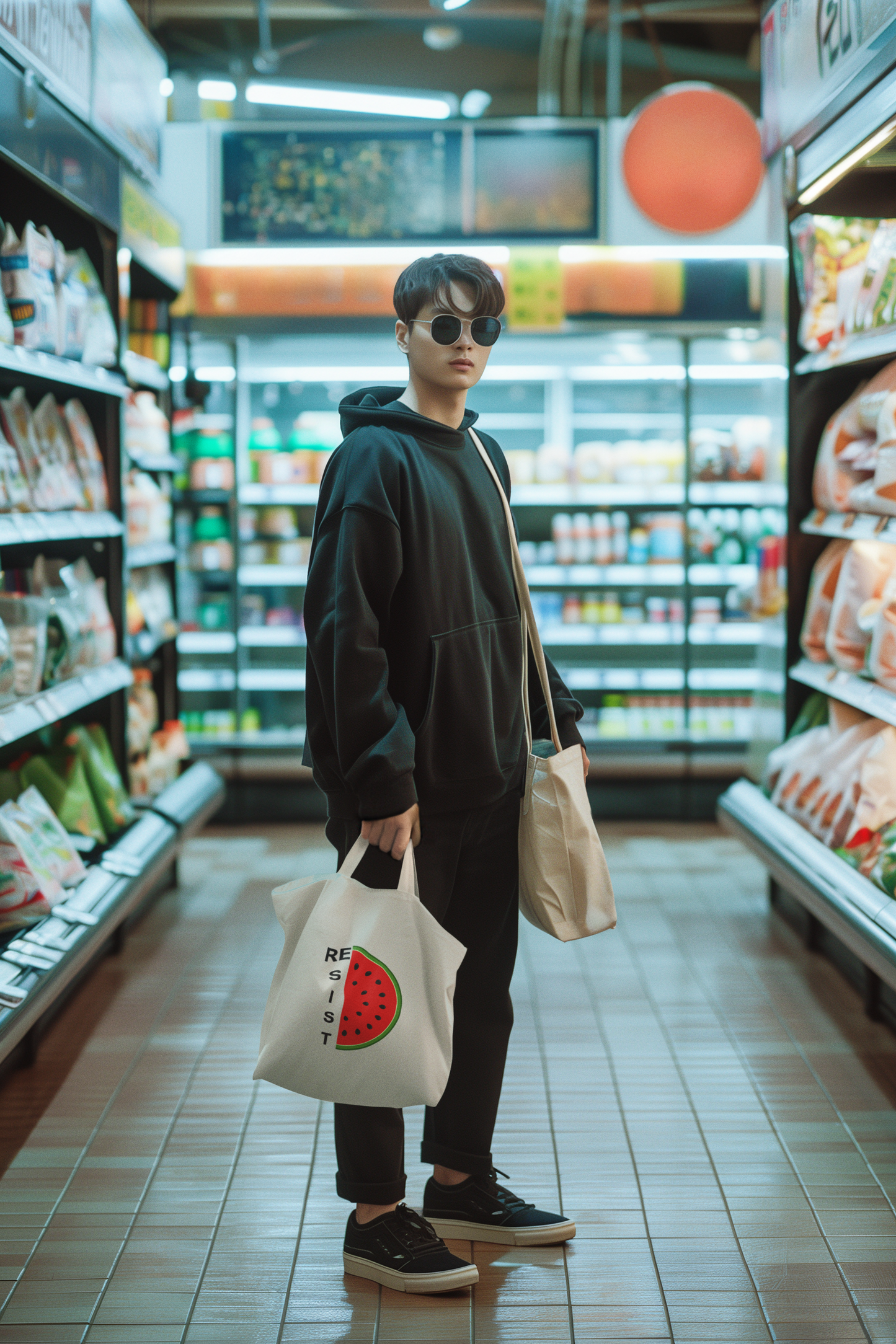 Resist Watermelon Tote Bag-Natural cotton