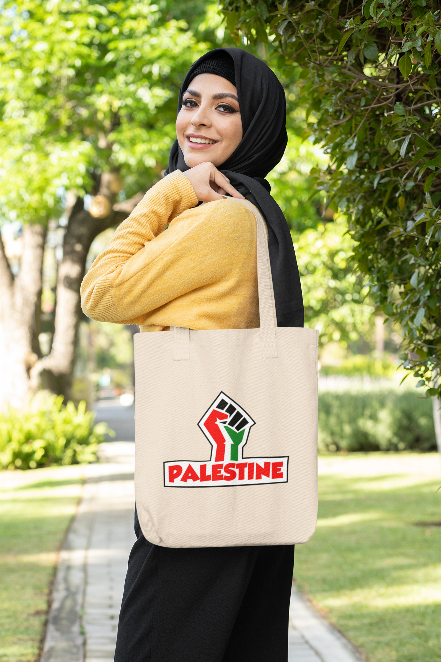 Palestine Power Tote Bag-Natural cotton