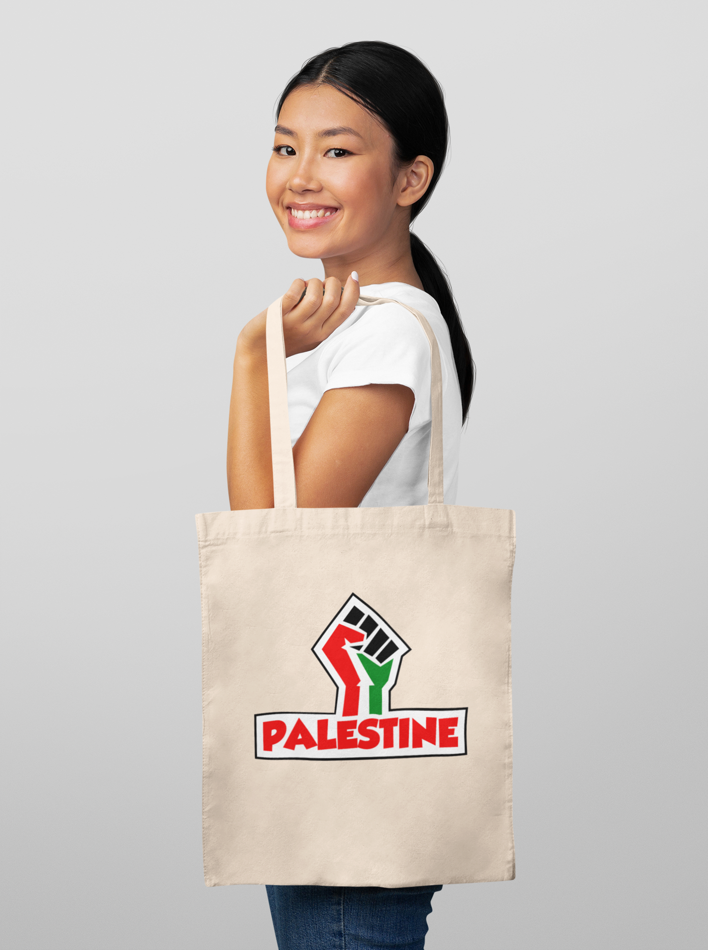 Palestine Power Tote Bag-Natural cotton