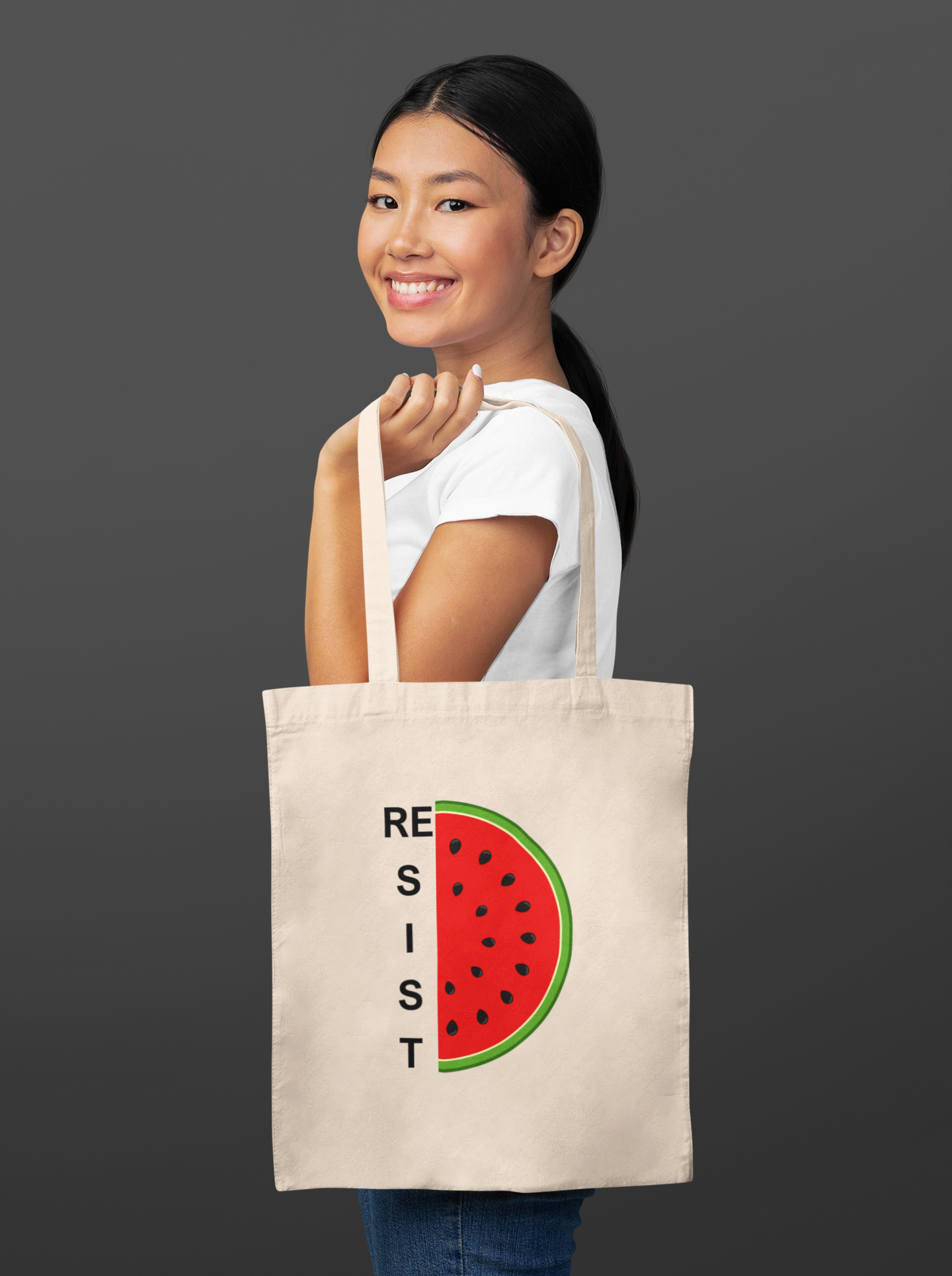 Resist Watermelon Tote Bag-Natural cotton