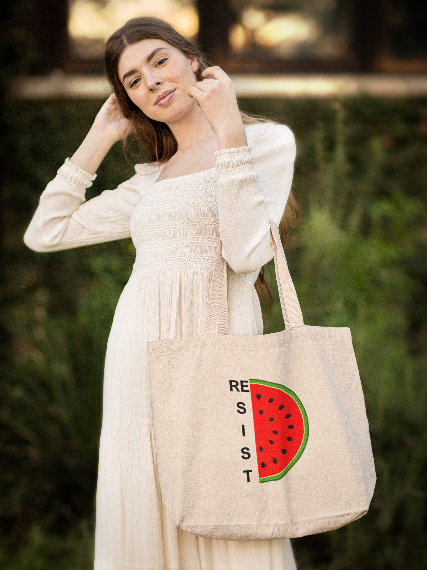 Resist Watermelon Tote Bag-Natural cotton